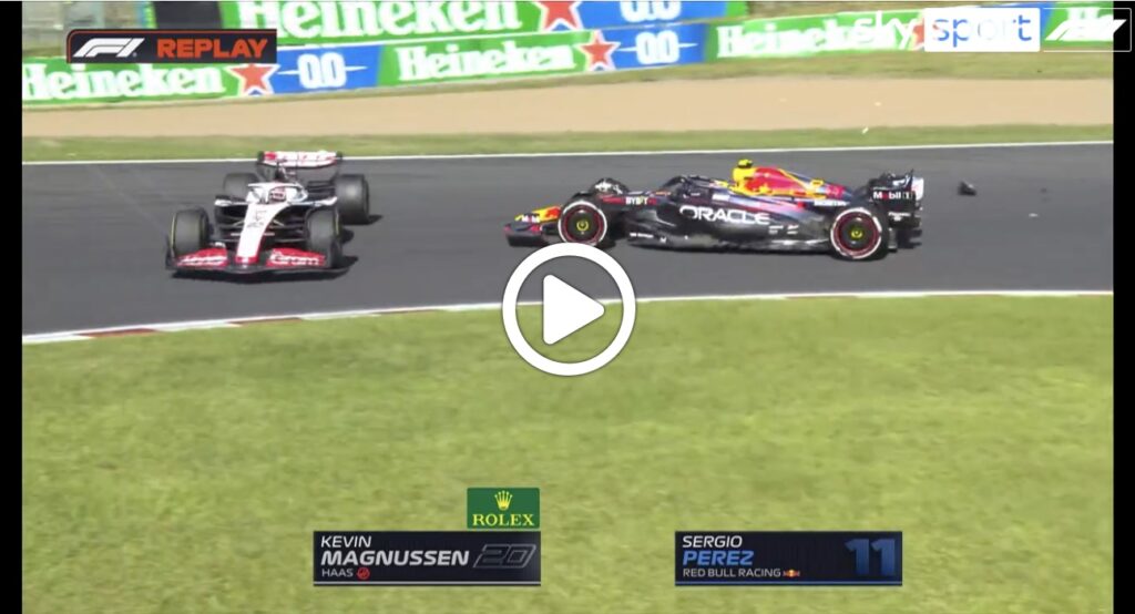 Fórmula 1 | Pérez, auto chocador con Magnussen en Suzuka [VIDEO]