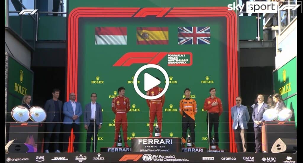 F1 Ferrari apotheosis in Australia Mameli's anthem plays on the