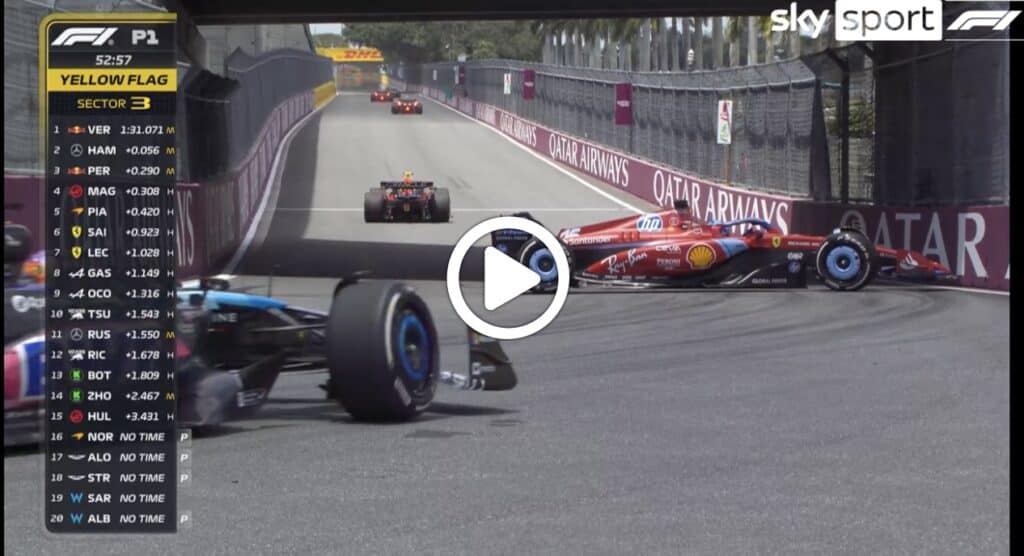 F1 | Leclerc subito ko a Miami: testacoda e libere interrotte dopo cinque minuti [VIDEO]