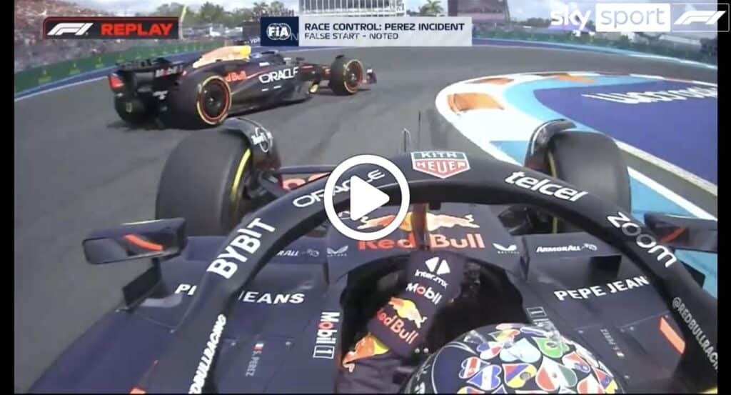 F1 | Perez rischia il patatrac al via: il replay della partenza a Miami [VIDEO]