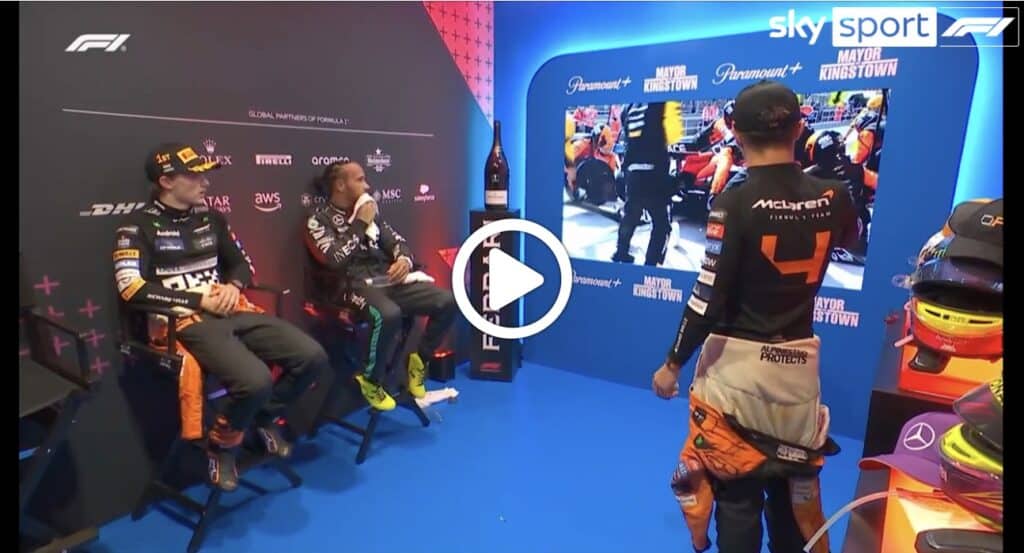 F1 | GP Ungheria: il retropodio con Piastri, Norris ed Hamilton [VIDEO]