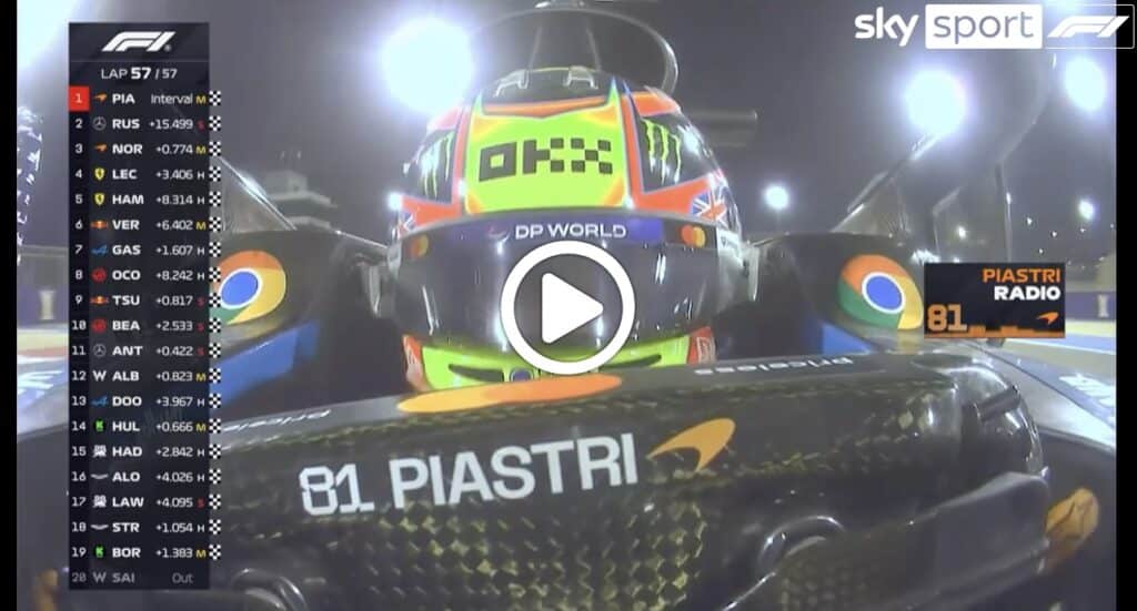 F1 GP Bahrain | Piastri, complimenti alla squadra nel team radio post-gara: “Mega lavoro” [VIDEO]