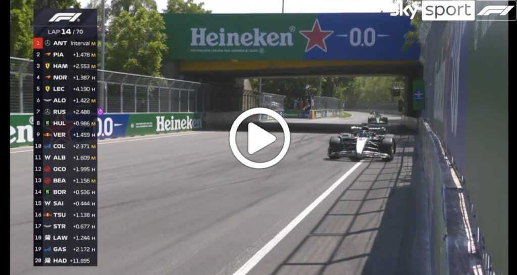 GP Canada | Antonelli al comando a Montréal: primo podio in F1 per il giovane talento Mercedes [VIDEO]