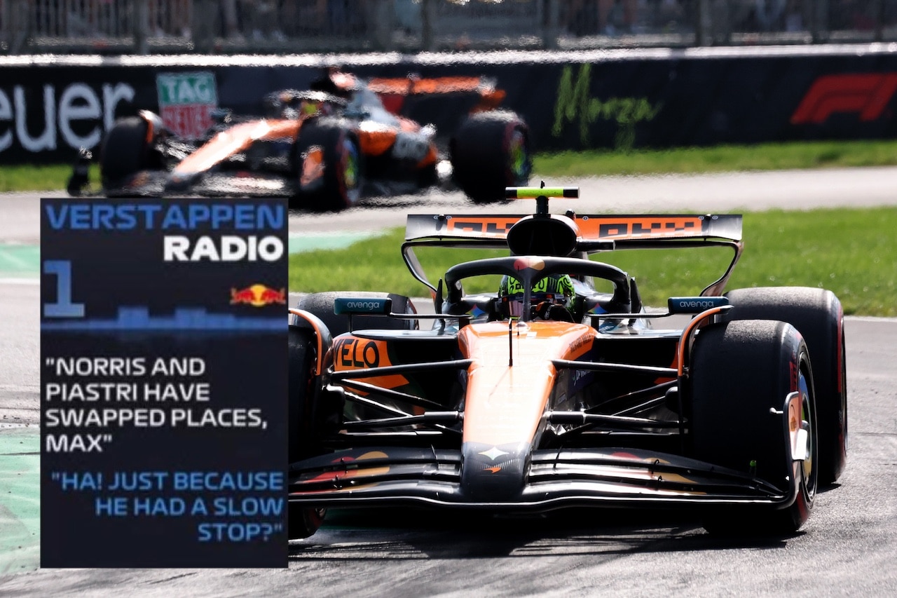 F1 GP Monza | Scambio di posizioni tra i piloti McLaren, Verstappen se la ride